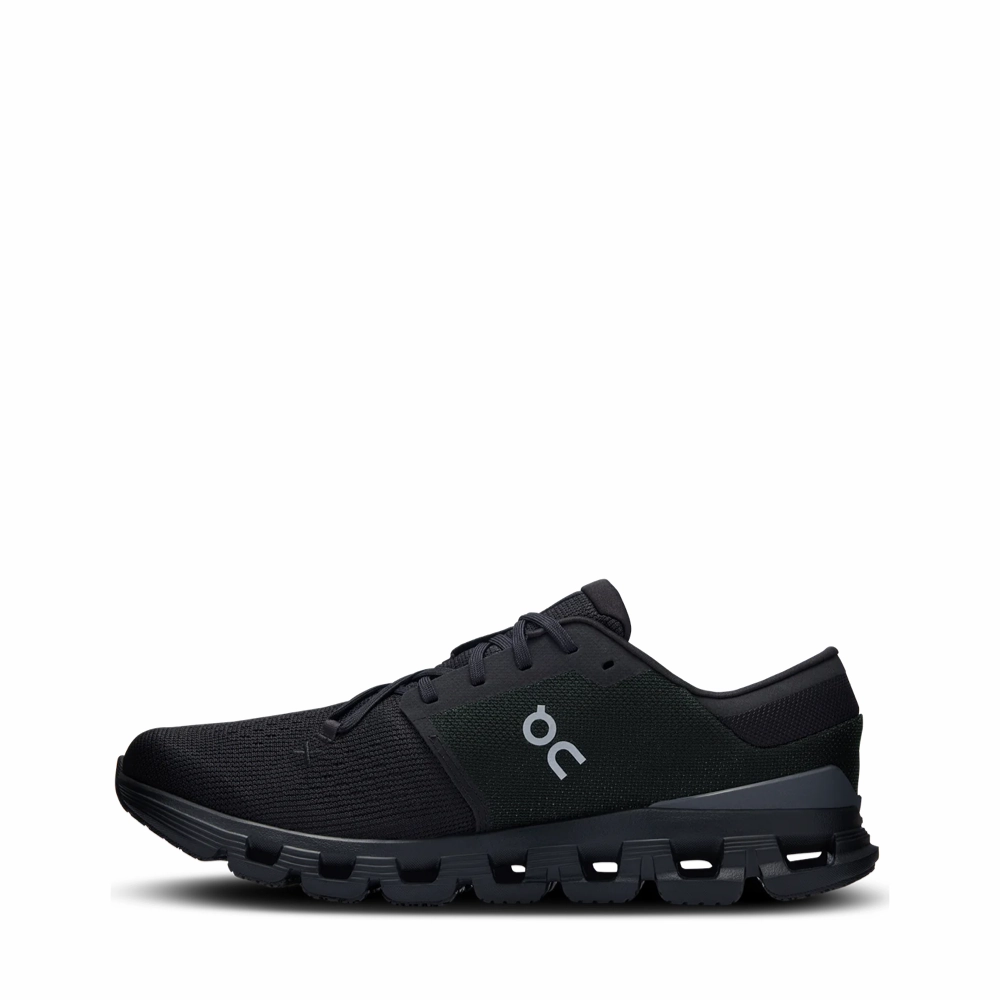 On Women's Cloud X 4 Sneaker in Black/Eclipse Comfort Motion Bridge Path