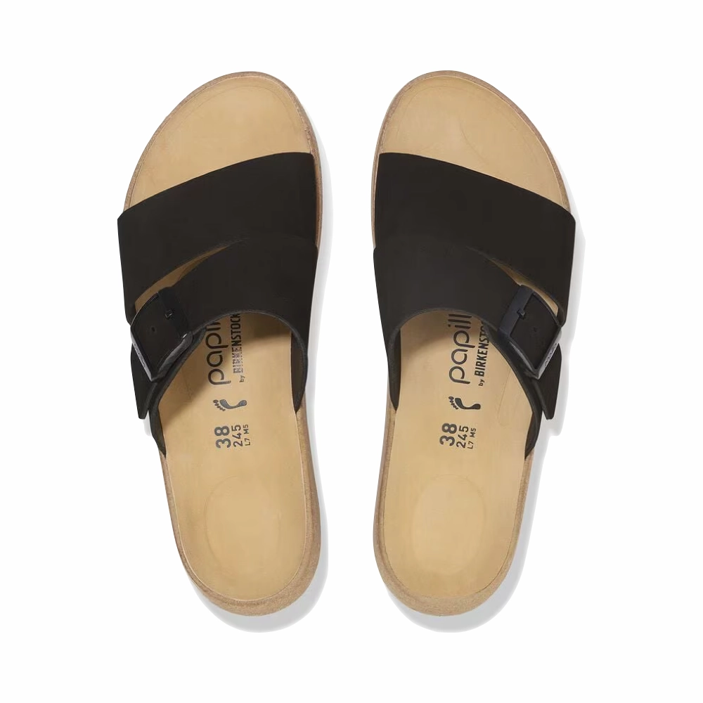 Soft Cushioned Footwear skin friendly Birkenstock Women's Almina Slide Sandal in Black