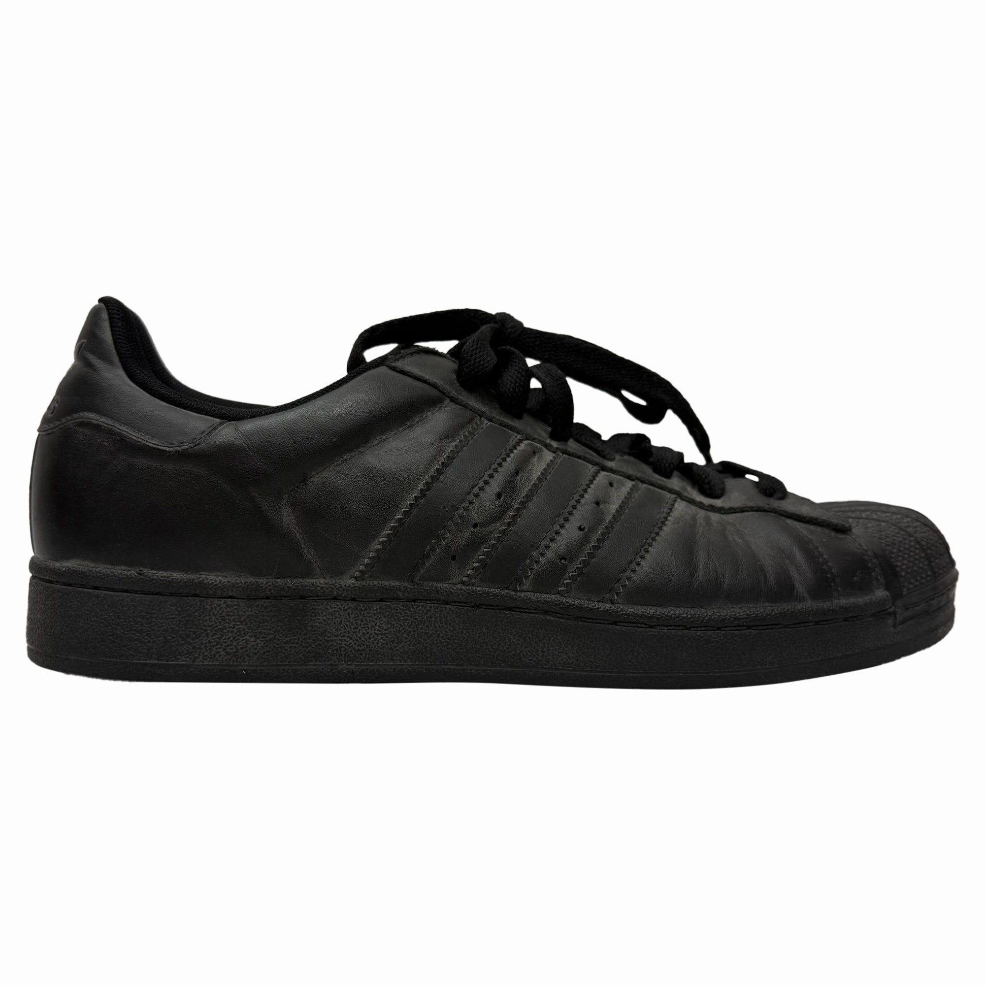 Responsive Design Adidas Superstar Sneakers in Triple Black Leather