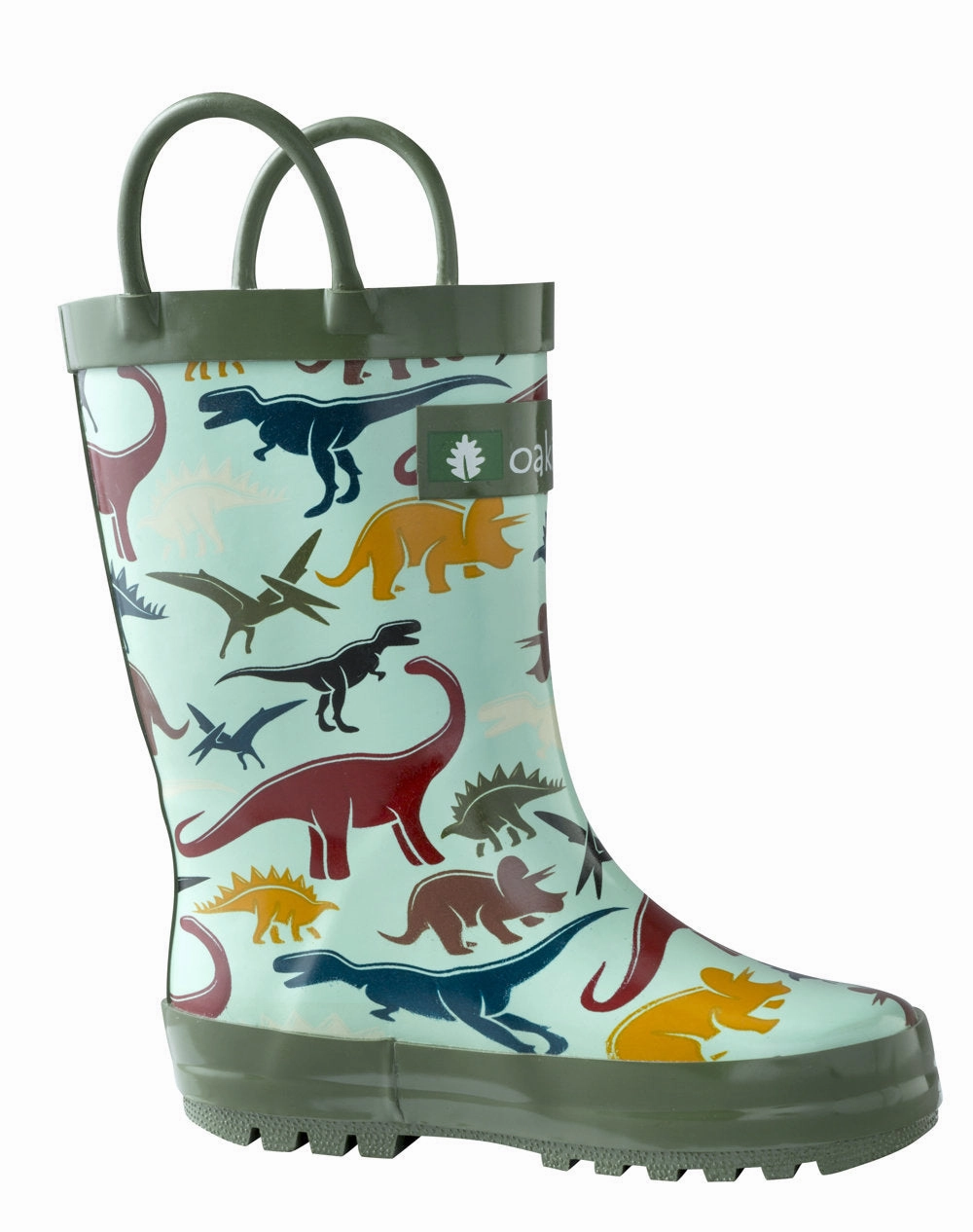 All Purpose Comfort Active Outdoor Boots Earthy Dinosaurs Loop Handle Rubber Rain Boots