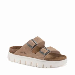 Birkenstock Women's Arizona Chunky Suede Leather Slide Sandal in Warm Sand Cool Surface