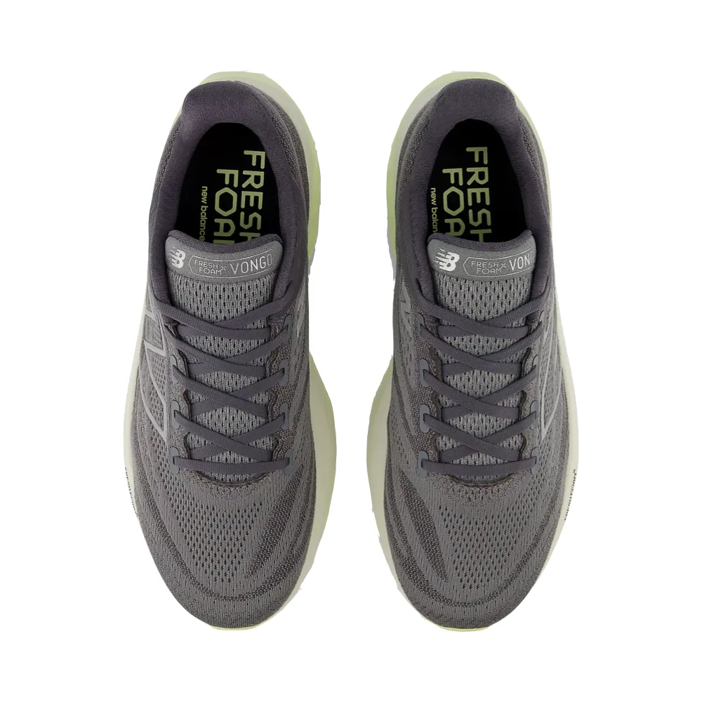 responsive sole shoes New Balance Men's Fresh Foam X Vongo v6 Sneaker in Harbor Grey with Limelight and Silver Metallic