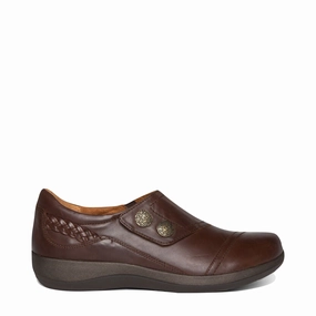 Secure Grip Low Contrast Aetrex Women's Karina Slip On in Brown
