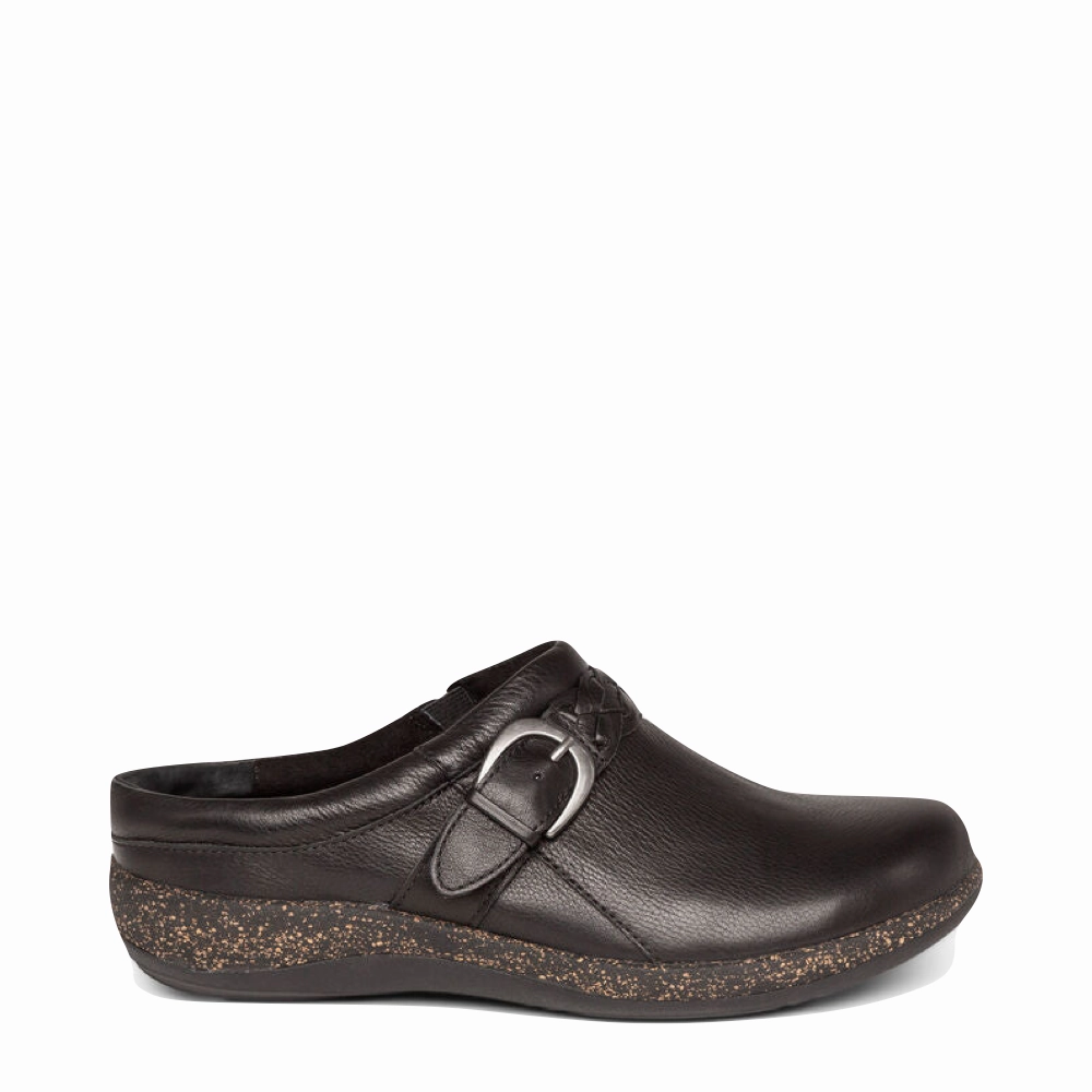Clean Stitch Aetrex Women's Libby Leather Clog in Black