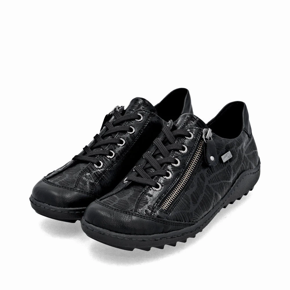 Eco Friendly Remote Women's Liv 02 Side Zip Waterproof Lace Sneaker in Schwarz Black