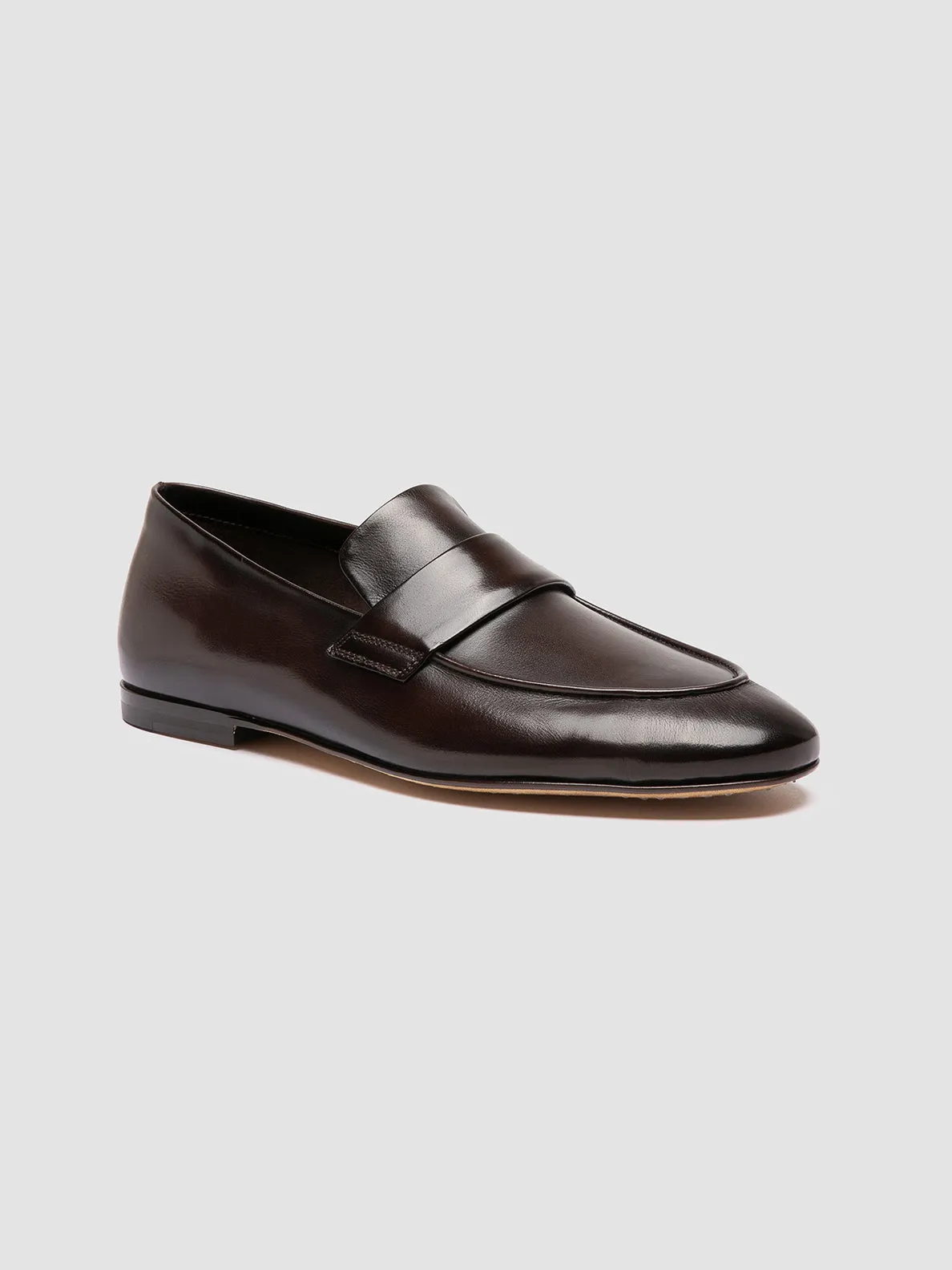 Round Tip AIRTO 001 - Dark Brown Leather Penny Loafers