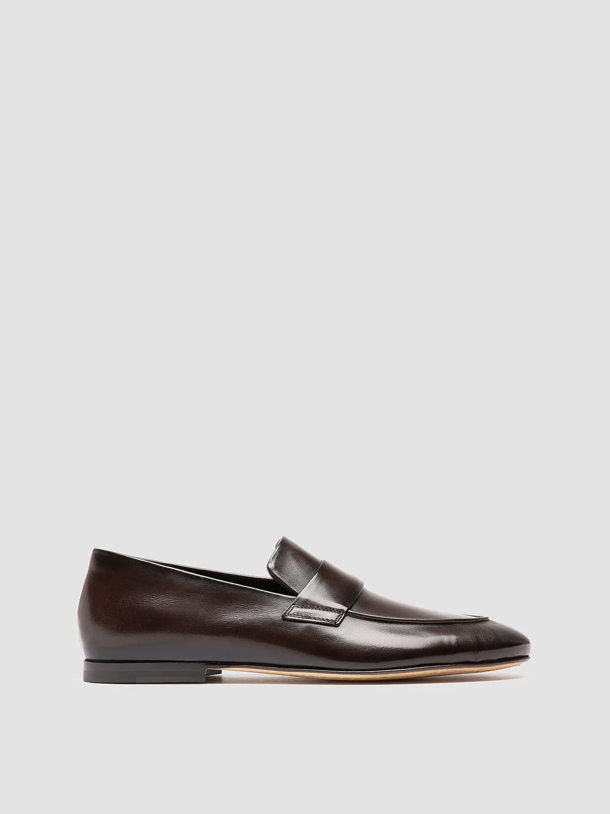 AIRTO 001 - Dark Brown Leather Penny Loafers Simple Cut