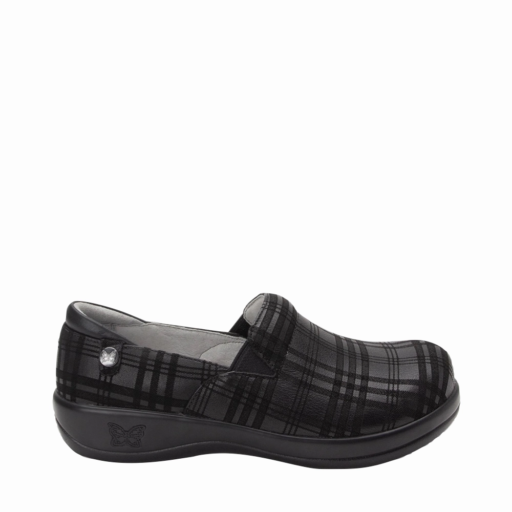 Light Jog Alegria Women's Keli Slip Resistant Slip On in Plaid To Meet You Black