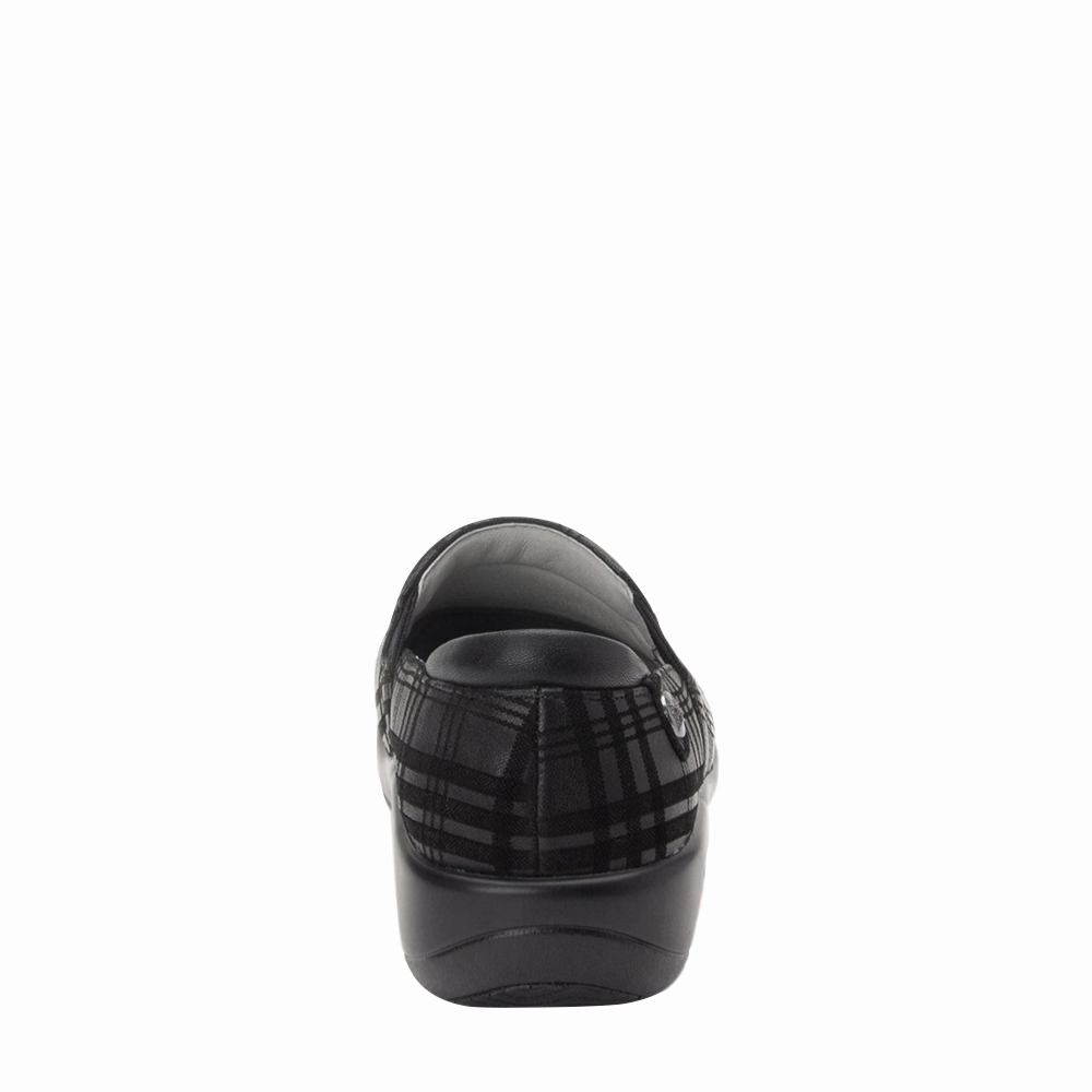 Weekend Comfort Weekend Style Alegria Women's Keli Slip Resistant Slip On in Plaid To Meet You Black