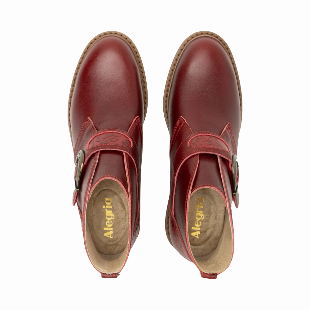 Weekend Style Comfort Padding Alegria Women's Mikki Loretta Leather Heeled Boot in Red
