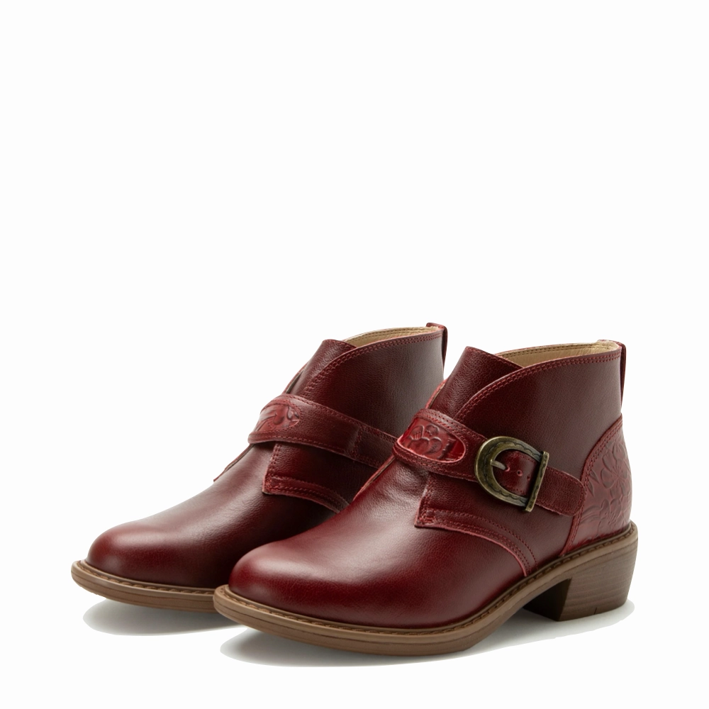 Alegria Women's Mikki Loretta Leather Heeled Boot in Red Office Outfit Occasion Shade