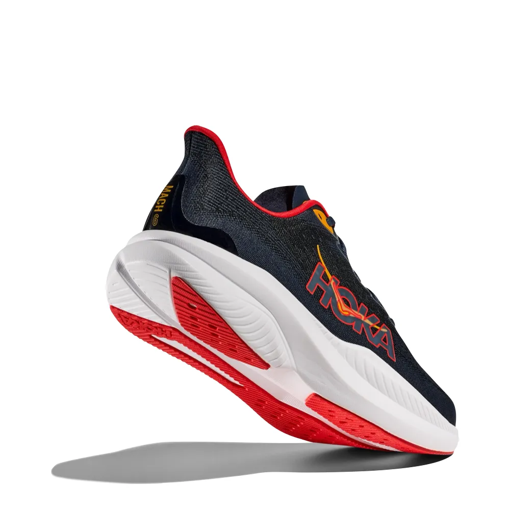 Energy absorbing Convenient feature Hoka Men's Mach 6 Sneaker in Varsity Navy/Nautical Dusk