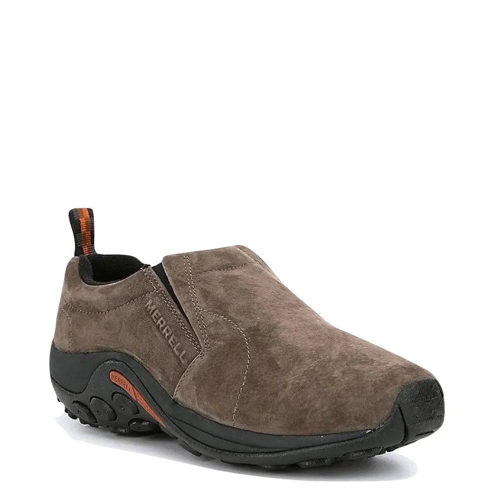 Merrell Men's Jungle Moc Pigskin Nubuck Slip On WIDE WIDTH in Gunsmoke Push Step Cushion Touch