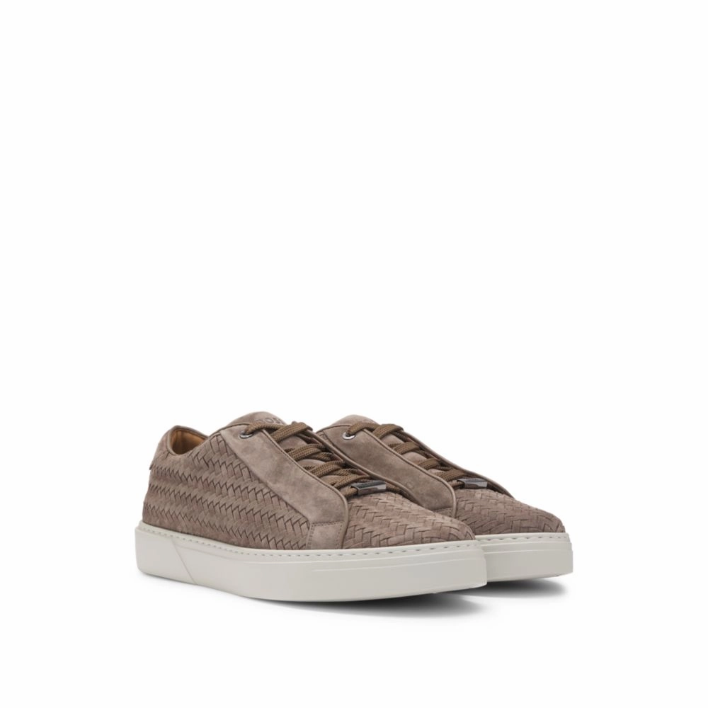 SELECTED BY SHOHEI OHTANI Gary woven-suede trainers with hidden laces stripe - design shoes