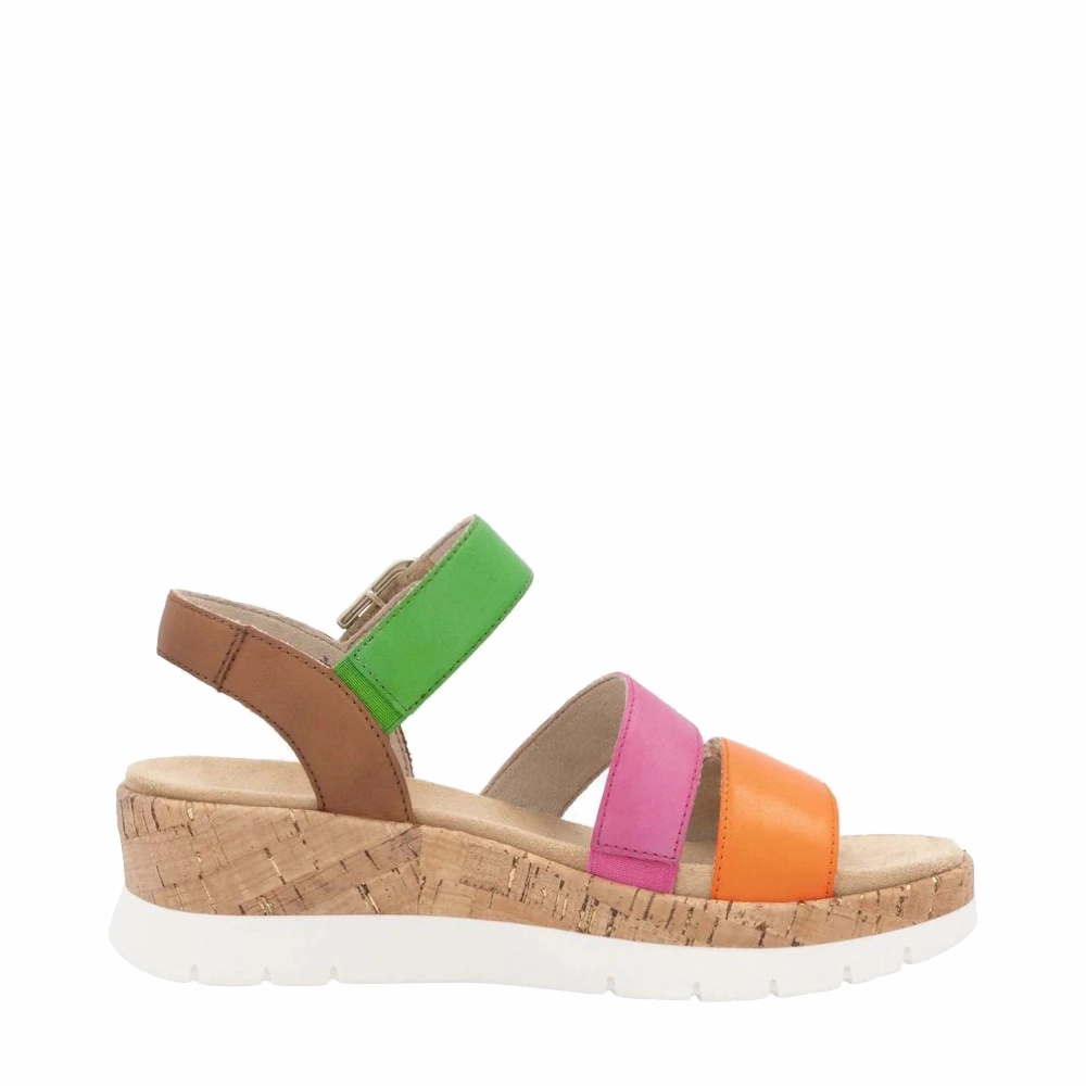 Remote Women's Gizela 50 Wedge Sandal in Aperol/Fuchsia/Absynth/Muskat Client Session Line Core