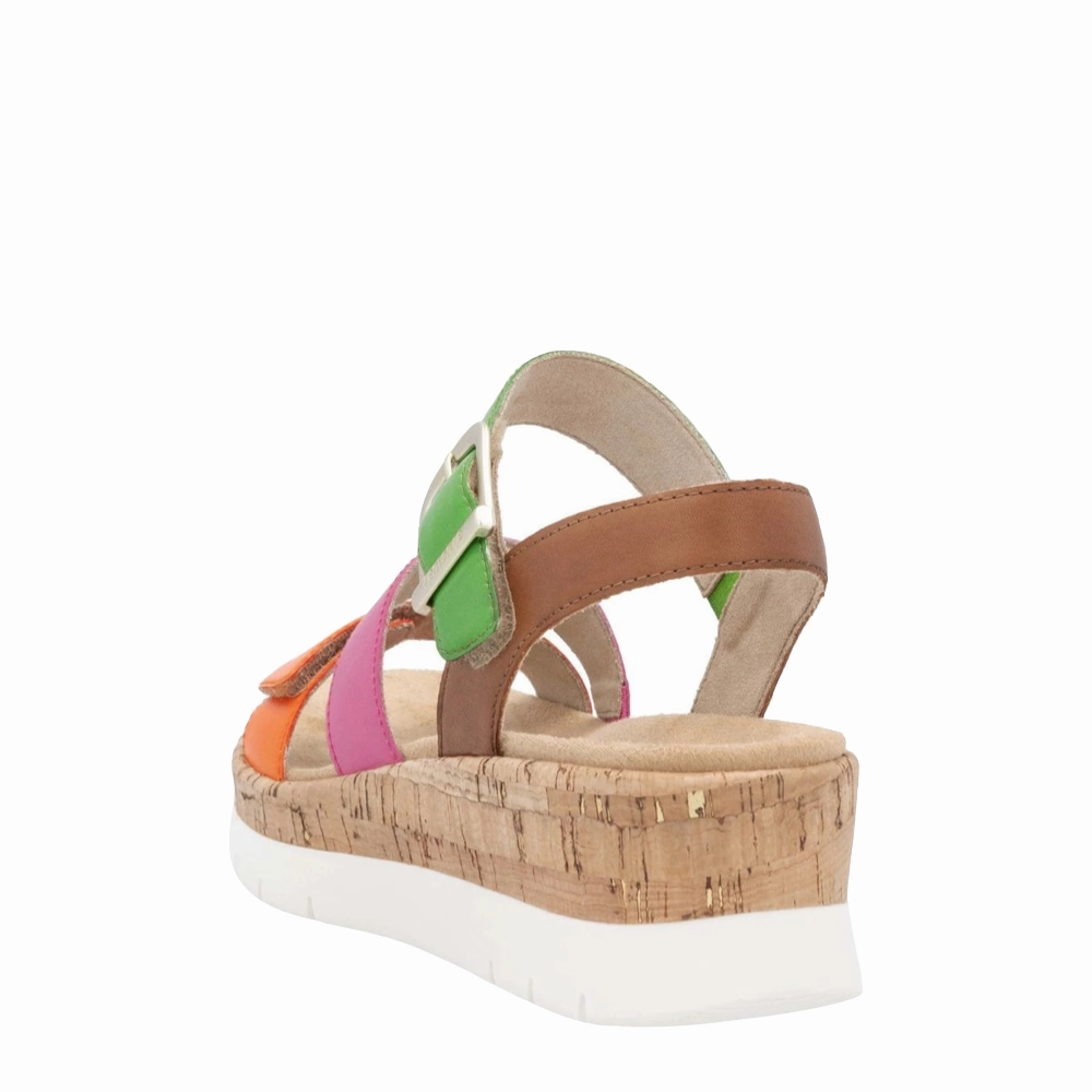 Prestige Mode Fine Shade Remote Women's Gizela 50 Wedge Sandal in Aperol/Fuchsia/Absynth/Muskat