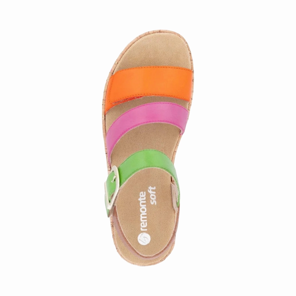 Remote Women's Gizela 50 Wedge Sandal in Aperol/Fuchsia/Absynth/Muskat Base Pace