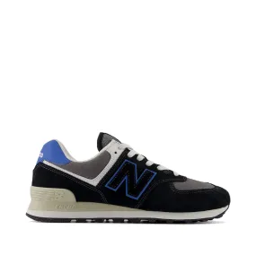 rubber - outsole shoes running shoes for beginner male runners New Balance Men's 574 Sneaker in Black with Blue Agate