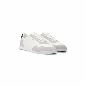 Mixed-material lace-up trainers with suede trims daily accessory fixed - insole - feature shoes
