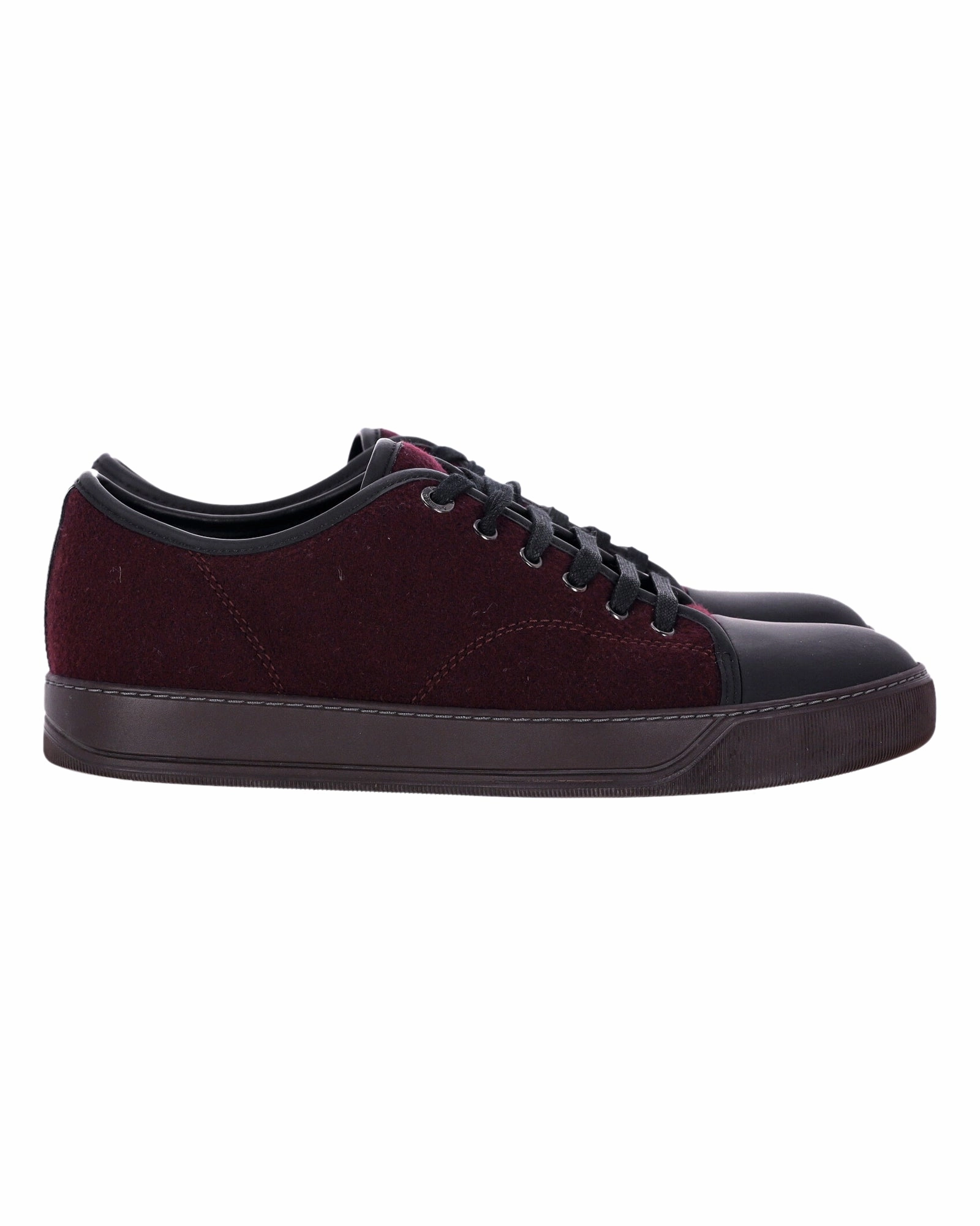 Lanvin DBB1 Matte Cap Toe Low Top Sneaker in Burgundy Suede Toe Flex