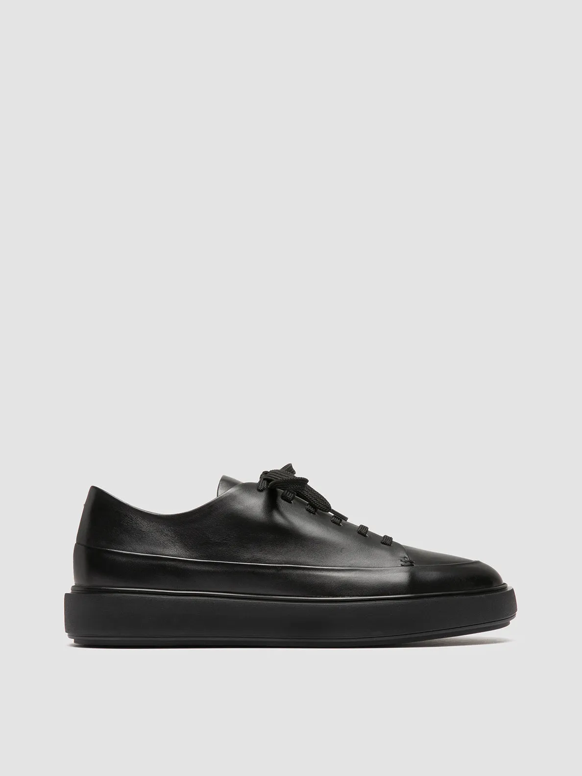 RELEASE 001 - Black Leather Low Top Sneakers training - shoes sports running gear
