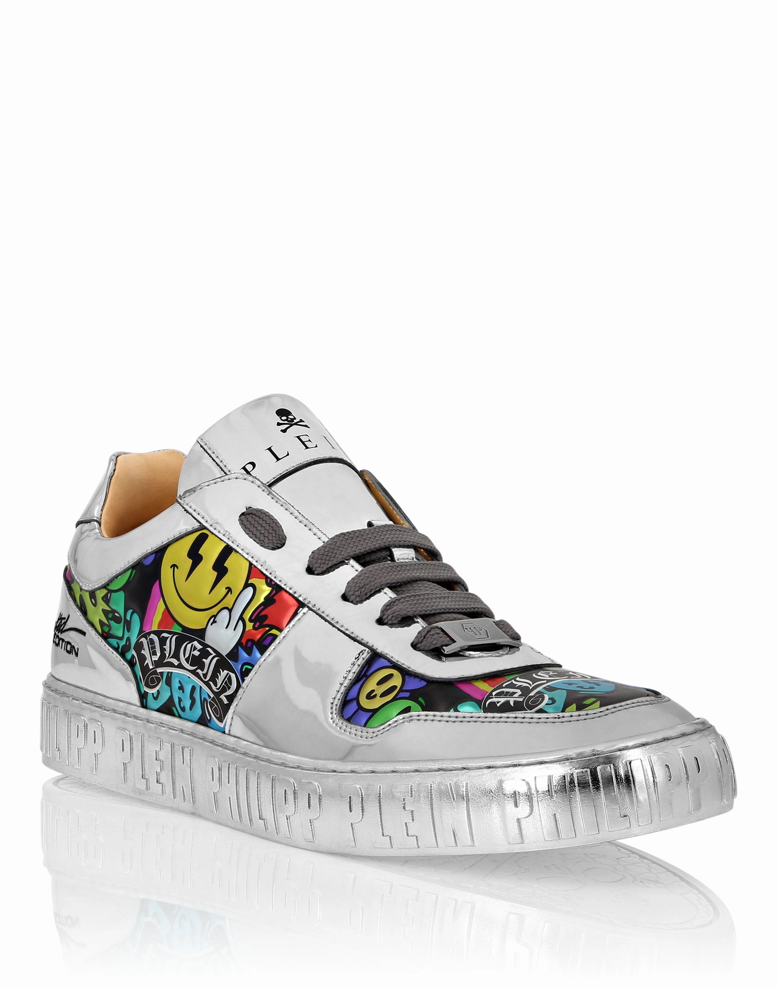 Mirror Leather Lo-Top Sneakers Smile asymmetrical shoes Extraordinary design