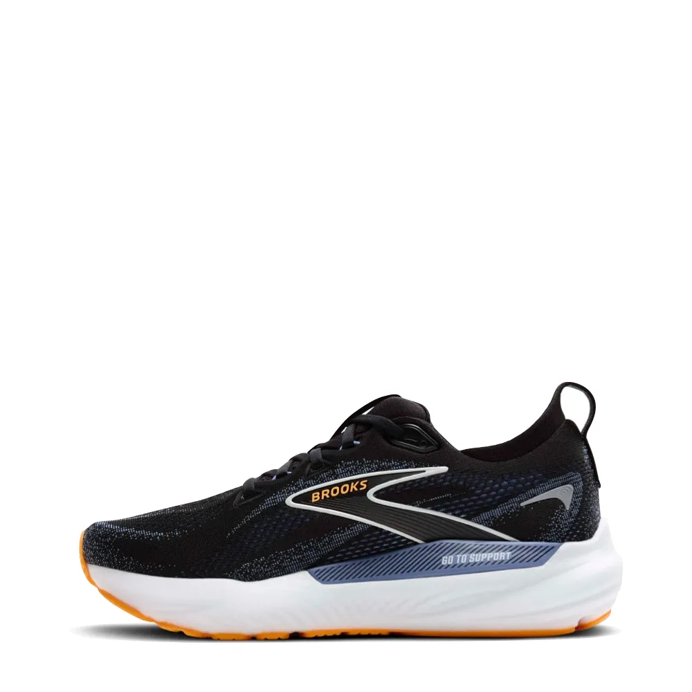 Brooks Men's Glycerin GTS 22 Sneaker in Black/Country Blue/Orange Pop rehabilitation aid