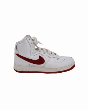 Nike Air Force 1 High 'Nai Ke' Sneakers in White Red Leather formal - style shoes anti - fatigue sole