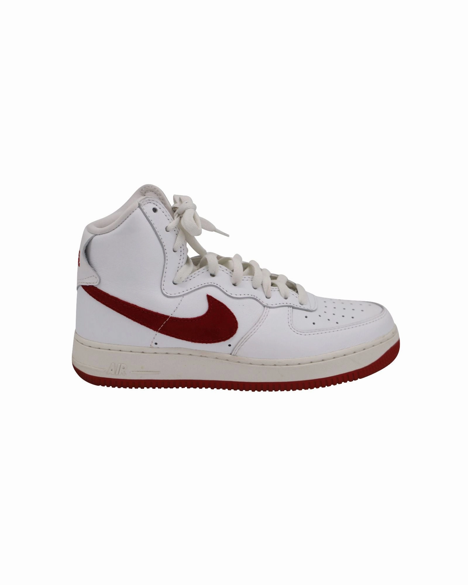 Nike Air Force 1 High 'Nai Ke' Sneakers in White Red Leather formal - style shoes anti - fatigue sole