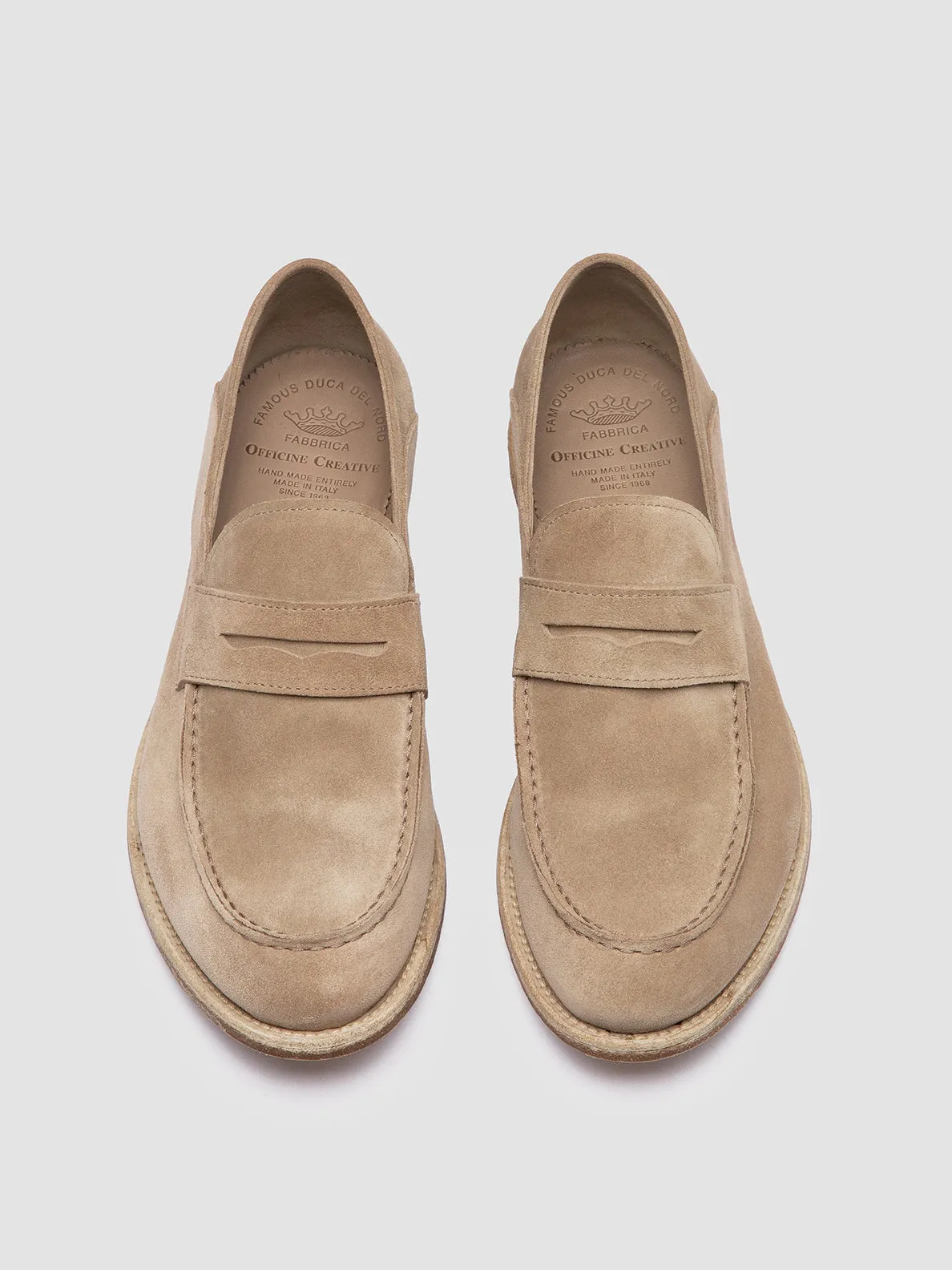 ARCHIVE 522 - Beige Suede Penny Loafers Understated Gala Ready