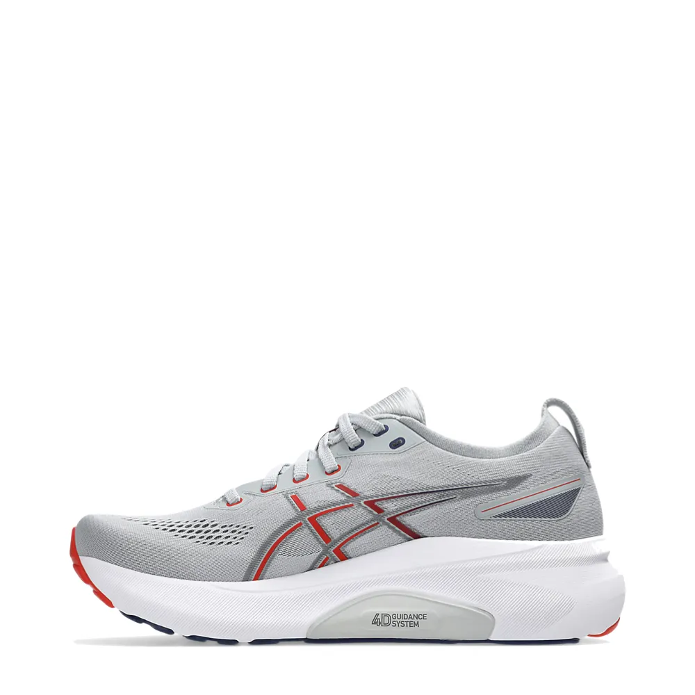 Asics Men's Gel-Kayano 31 Sneaker in Piedmont Grey/Fiery Red Foot Training post - workout