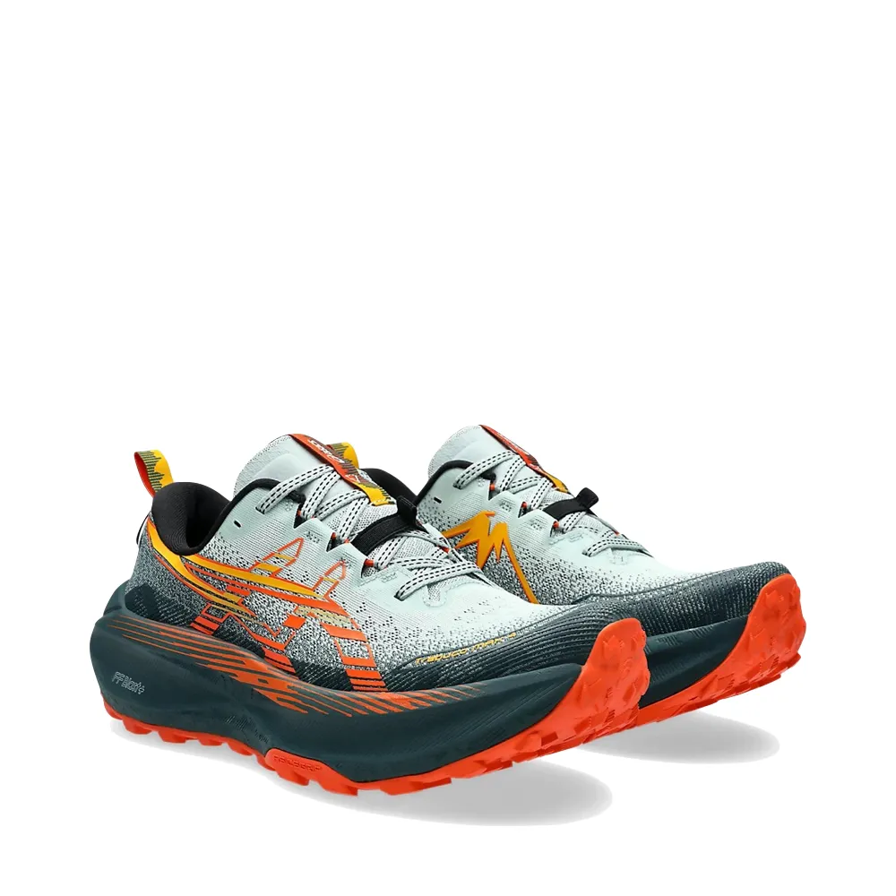 Versatile Wear Block Walk Asics Men's Trabuco 4 Sneaker in Cold Moss/Nova Orange