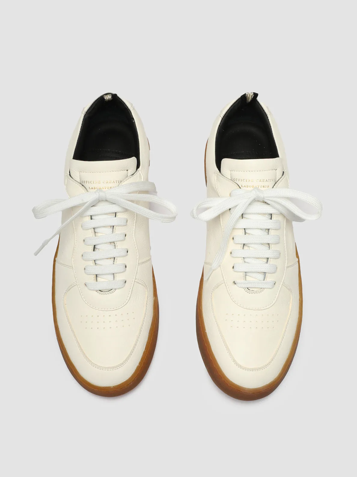 ASSET 001 - White Leather Low Top Sneakers bead - embellished - design shoes all - weather - resilience shoes