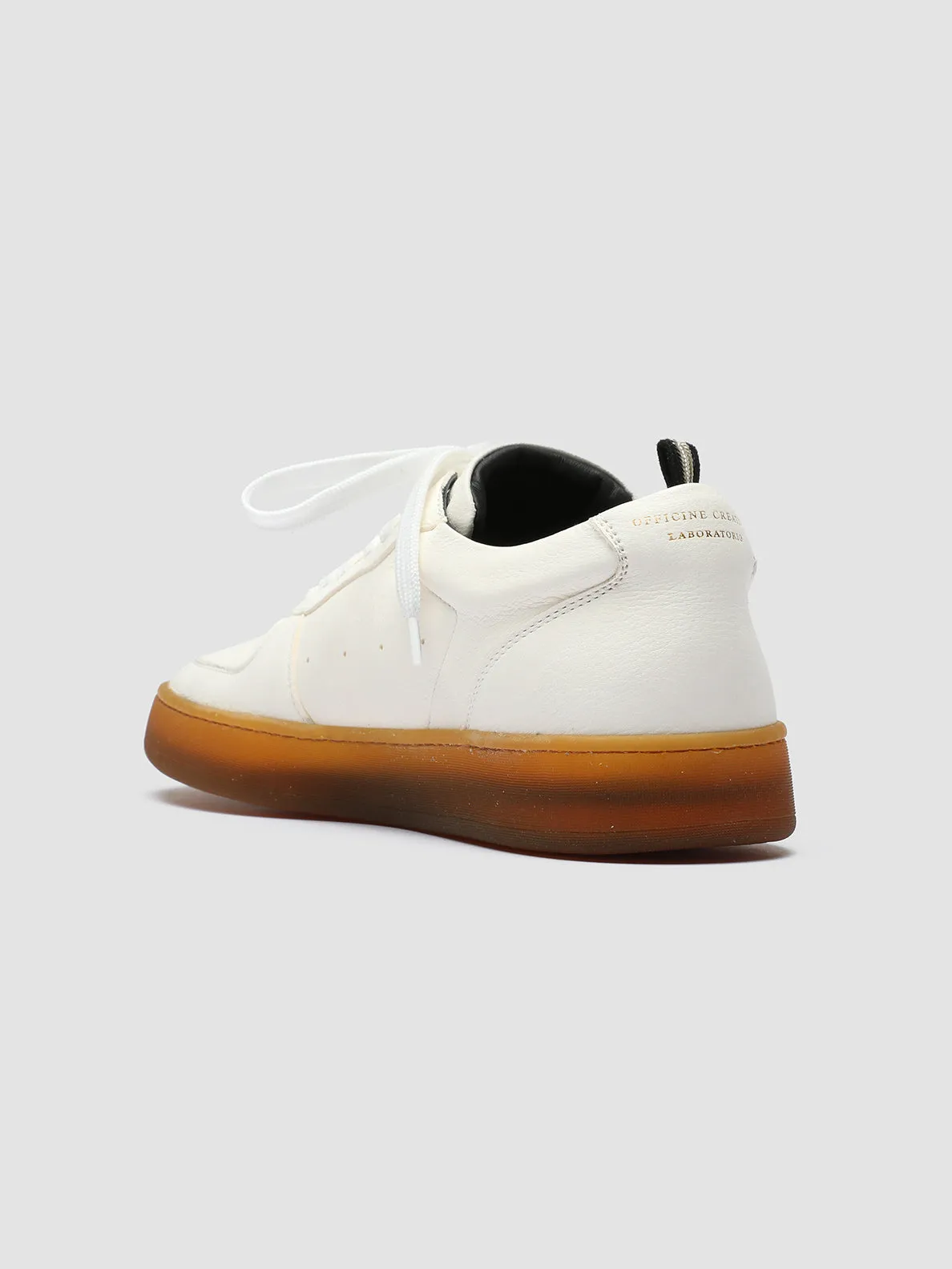 ASSET 001 - White Leather Low Top Sneakers Sweat Resistant MultiDirectionalTread