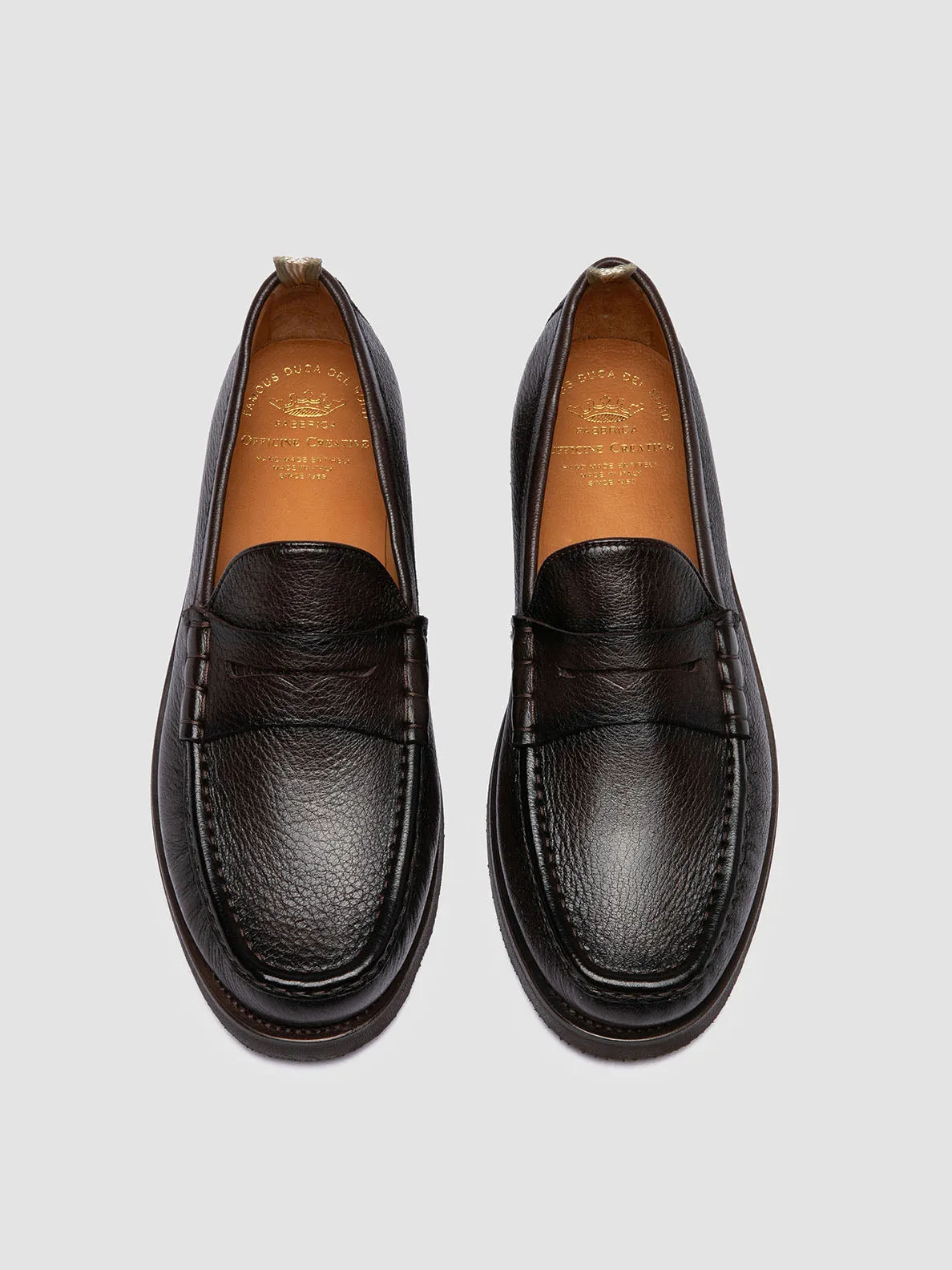 BALFRON FLEXI 001 - Dark Brown Leather Penny Loafers Strong Walk Neat Outline