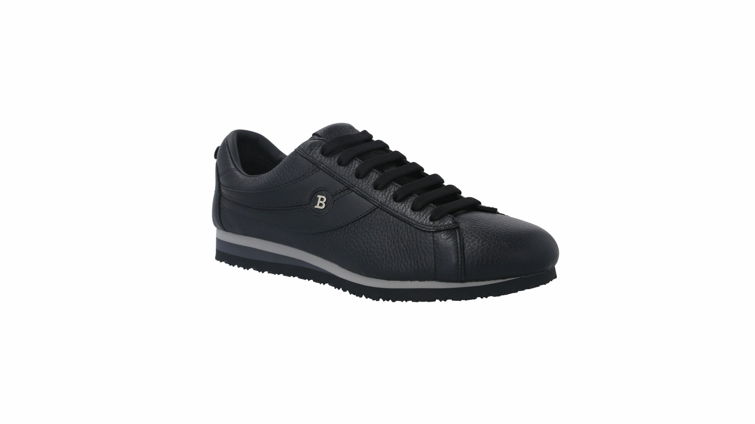 Bally Bredy 6231557 Men's Black Deer Grained Leather Sneakers running in 5K races shoes Smooth ride