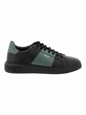 activity - specific shoes Fast Bally Mitty 6302765 Men's Black/Sage Calf Plain Leather Sneakers