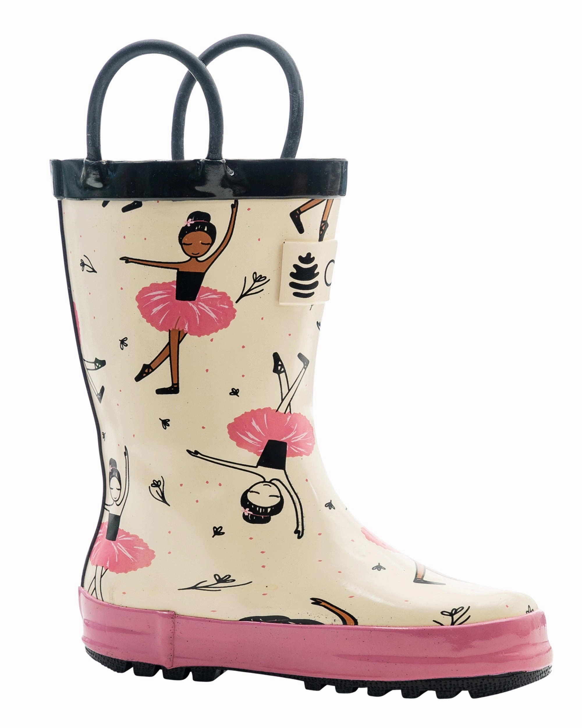 Beautiful Ballerina Loop Handle Rubber Rain Boots Classic Boot