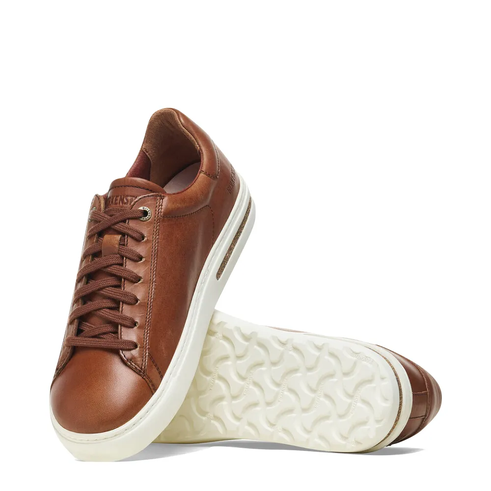 Birkenstock Men's Bend Low Leather Sneaker in Cognac easy - to - clean running shoes running in a roundabout area shoes
