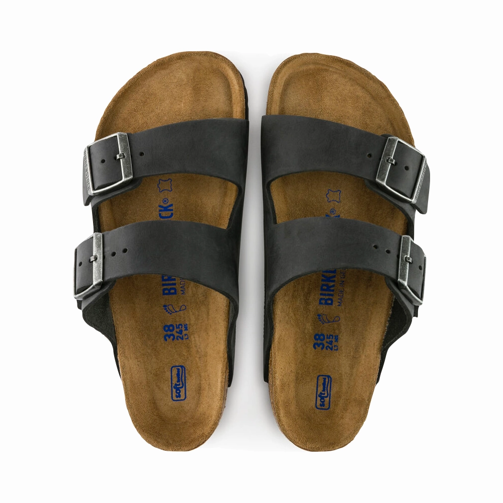Birkenstock Arizona Oiled Leather Soft Footbed Sandal in Black Easy Days