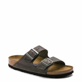 Outdoor Comfort Shoes Birkenstock Arizona Oiled Leather Soft Footbed Sandal in Iron Grey