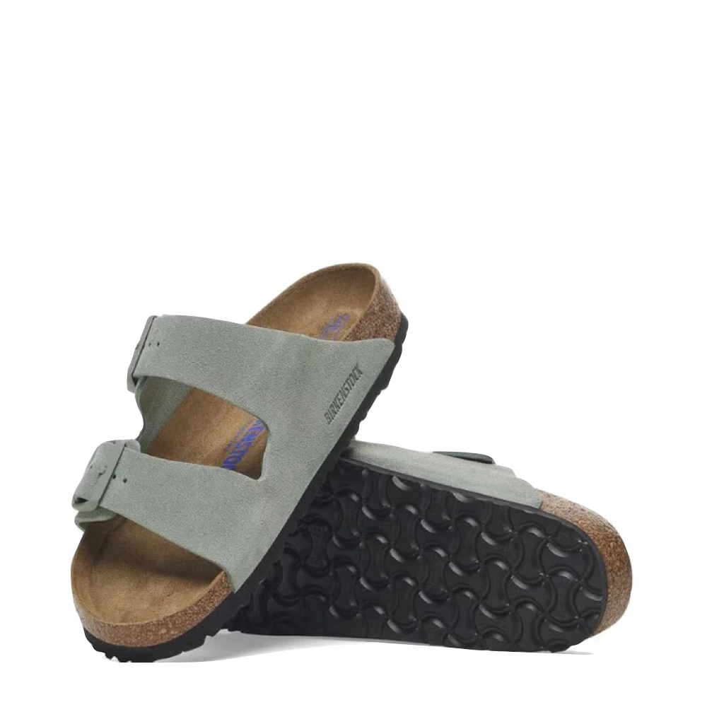 No Bind Daily Mobility Birkenstock Arizona Suede Soft Footbed Sandal in Pure Sage