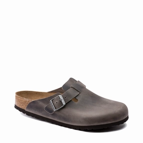 Tunnel Walk Birkenstock Boston Soft Footbed Oiled Leather Clog in Iron Gray