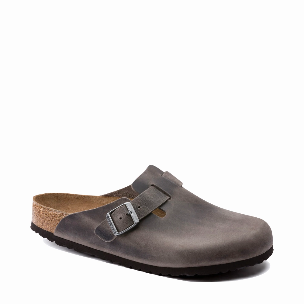 Tunnel Walk Birkenstock Boston Soft Footbed Oiled Leather Clog in Iron Gray