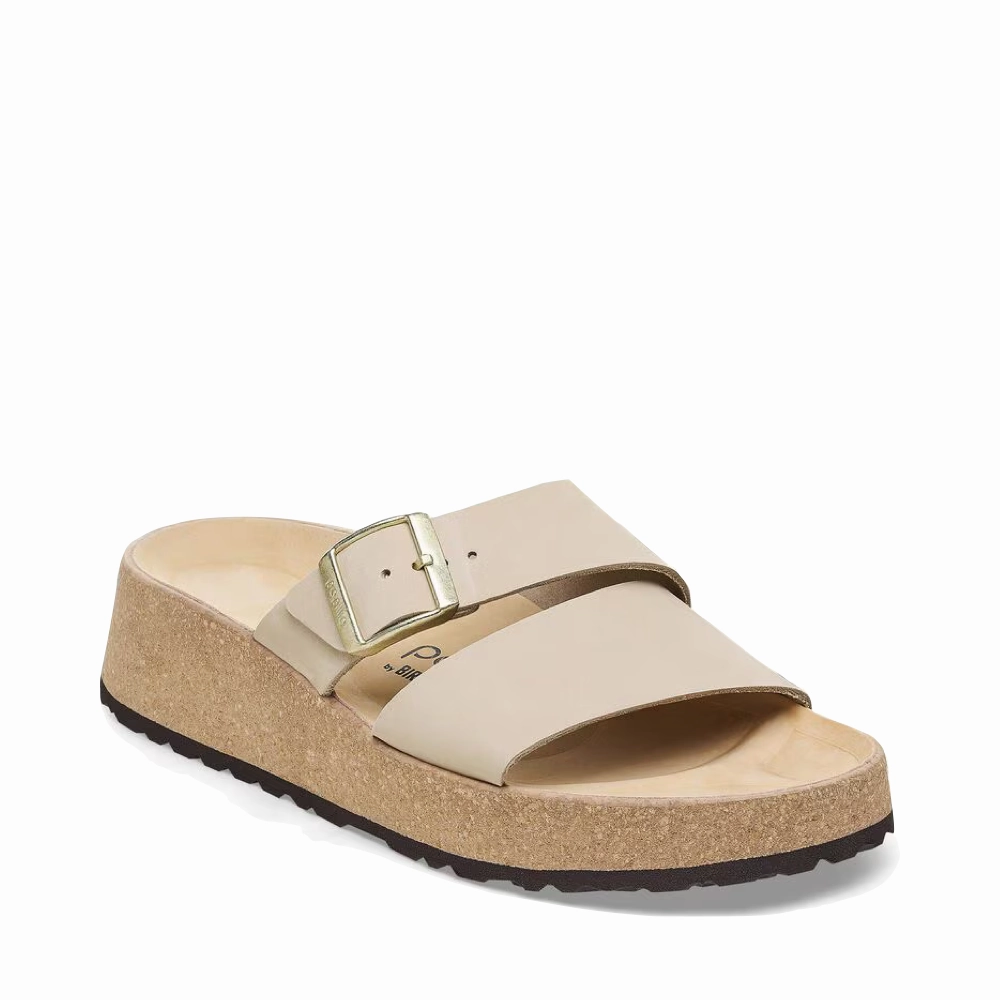 Open Steps Birkenstock Women's Almina Slide Sandal in Sandcastle Beige