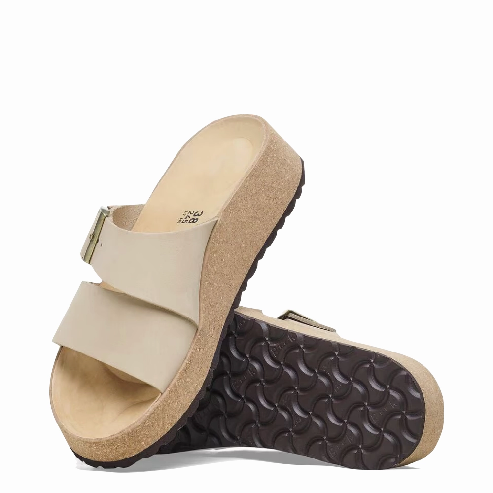 Birkenstock Women's Almina Slide Sandal in Sandcastle Beige Classic Design