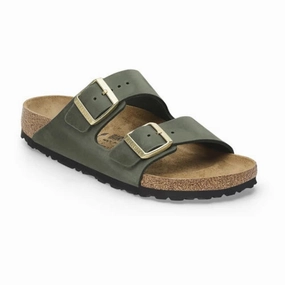Outing Fit Resort Ready Birkenstock Women's Arizona Oiled Leather Sandal in Thyme