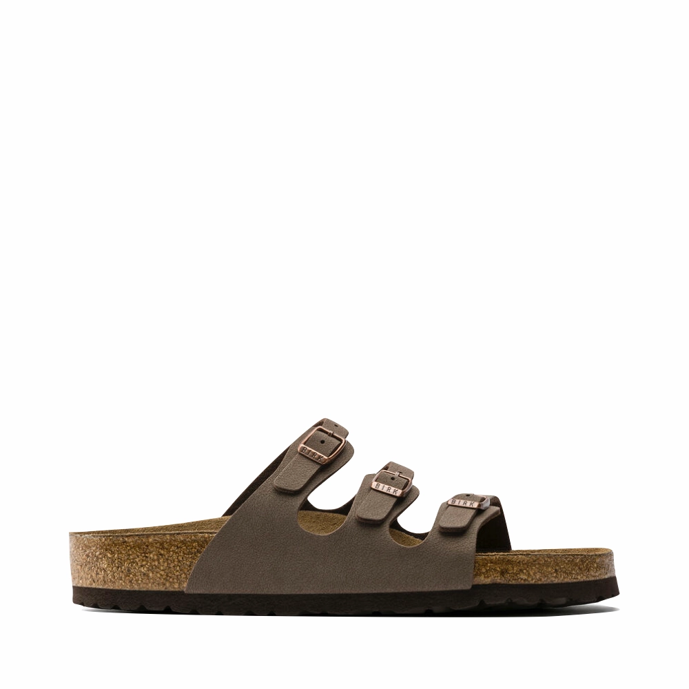 Birkenstock Women's Florida Soft Footbed Birkibuc Sandal in Mocha Slip Ease