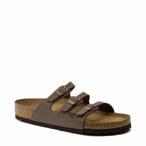 Birkenstock Women's Florida Soft Footbed Birkibuc Sandal in Mocha Comfortable Beach Shoes