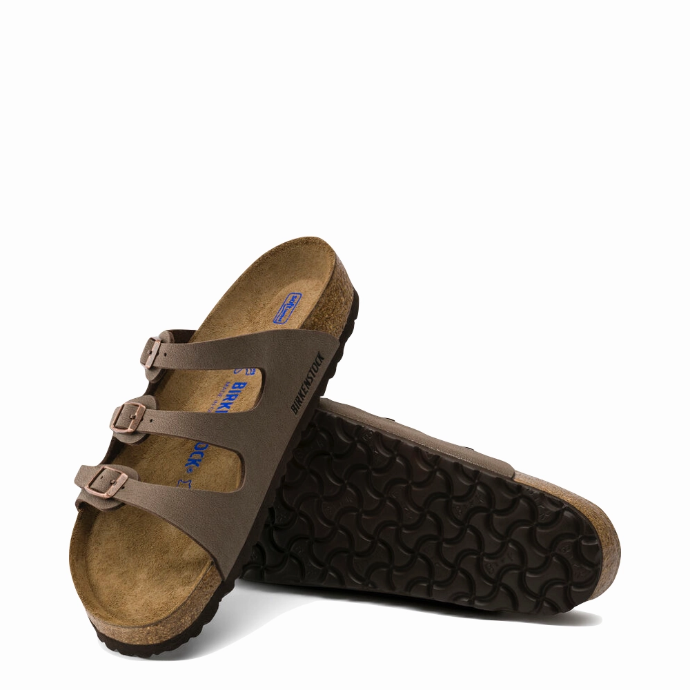 Birkenstock Women's Florida Soft Footbed Birkibuc Sandal in Mocha Light Travel